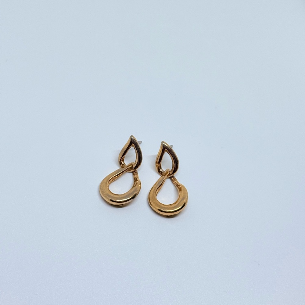 Elegant Gold-Tone Link Earrings SCO Vintage - Picture 6 of 11
